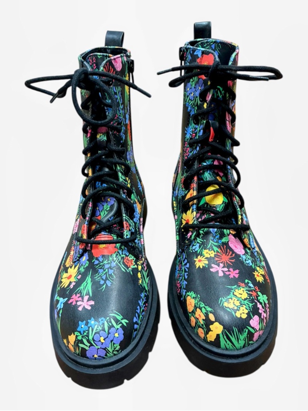 Women’s No Boundaries Multicolored Floral High Top Combat Boots sz-9